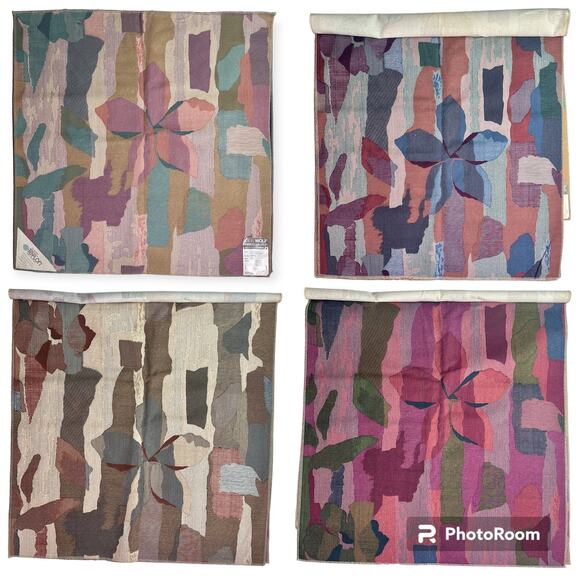 Set 4 VTG John Wolf Fabric Cotton DuPont Teflon Finish 1970s Floral Samples - Picture 1 of 8